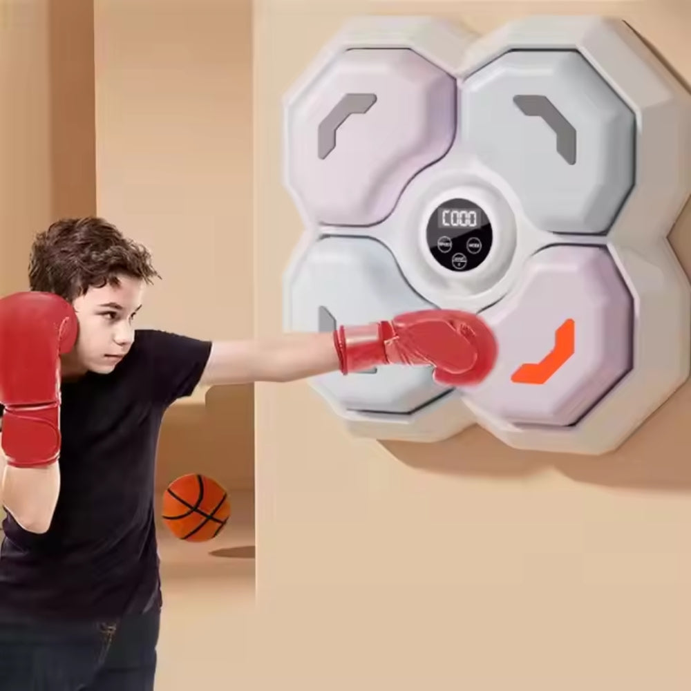 π§βπ€ Kid practicing boxing on a Smart Music Boxing Machine π―, improving skills and having fun at home!