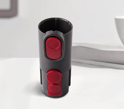 Pet grooming brush vacuum attachment with red buttons, designed for convenient shedding cleanup. 🐾✨